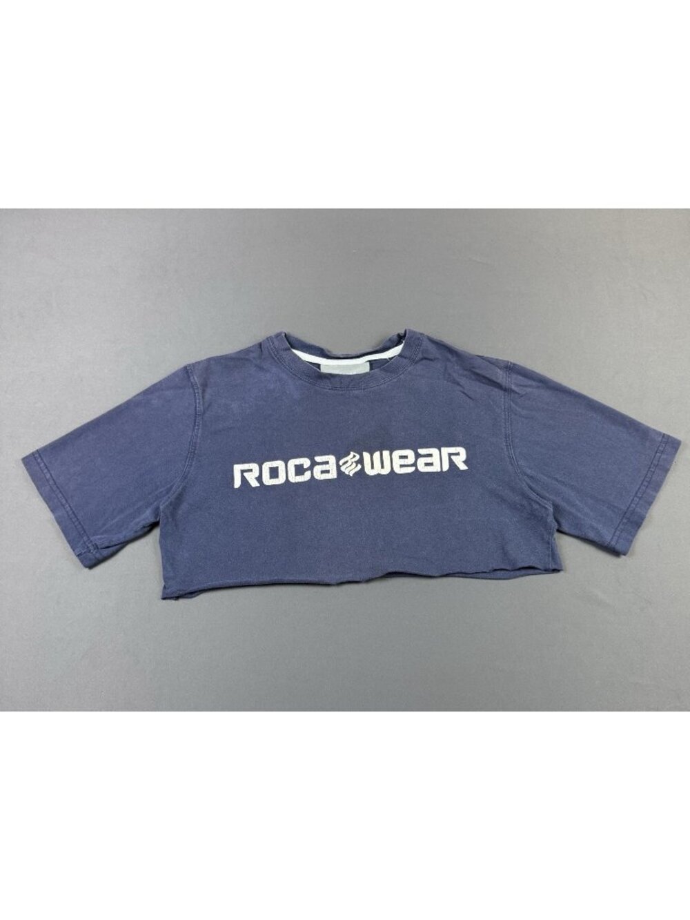 Rare Vintage Y2K Rocawear Jay Z Hip Hop Rap Tee Streetwear Navy Blue Crop Top T